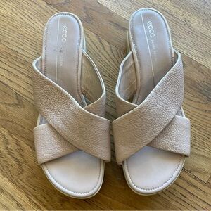 ECCO Touch Plateau Platform Criss Cross Slide Sandals Womens Sz 8